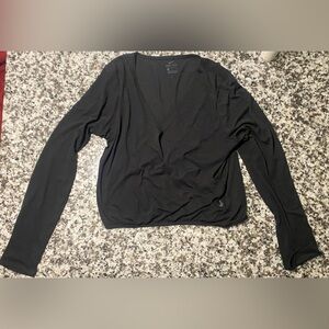 Nike Women's Dri-Fit Black Long Sleeve V-Neck Crossover Top